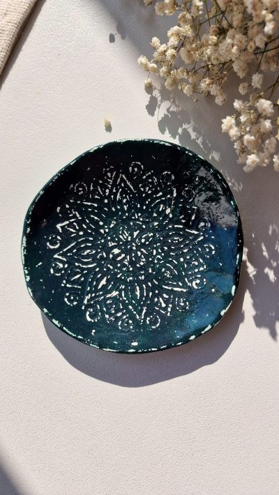 Talerzyk na biżuterię: Mandala ciemnozielony - obrazek 2